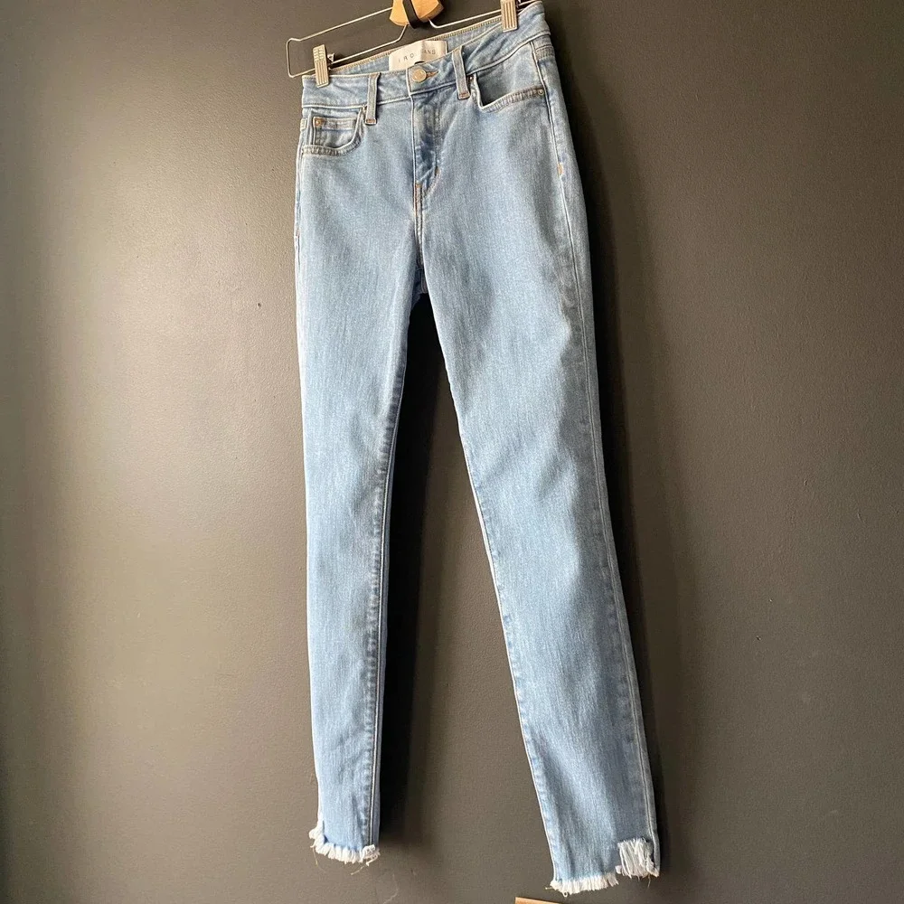 IRO Jeans Light Wash Raw Hem High Rise Skinny Sz 25